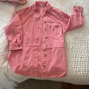 Zara Pink Denim Oversized Jacket